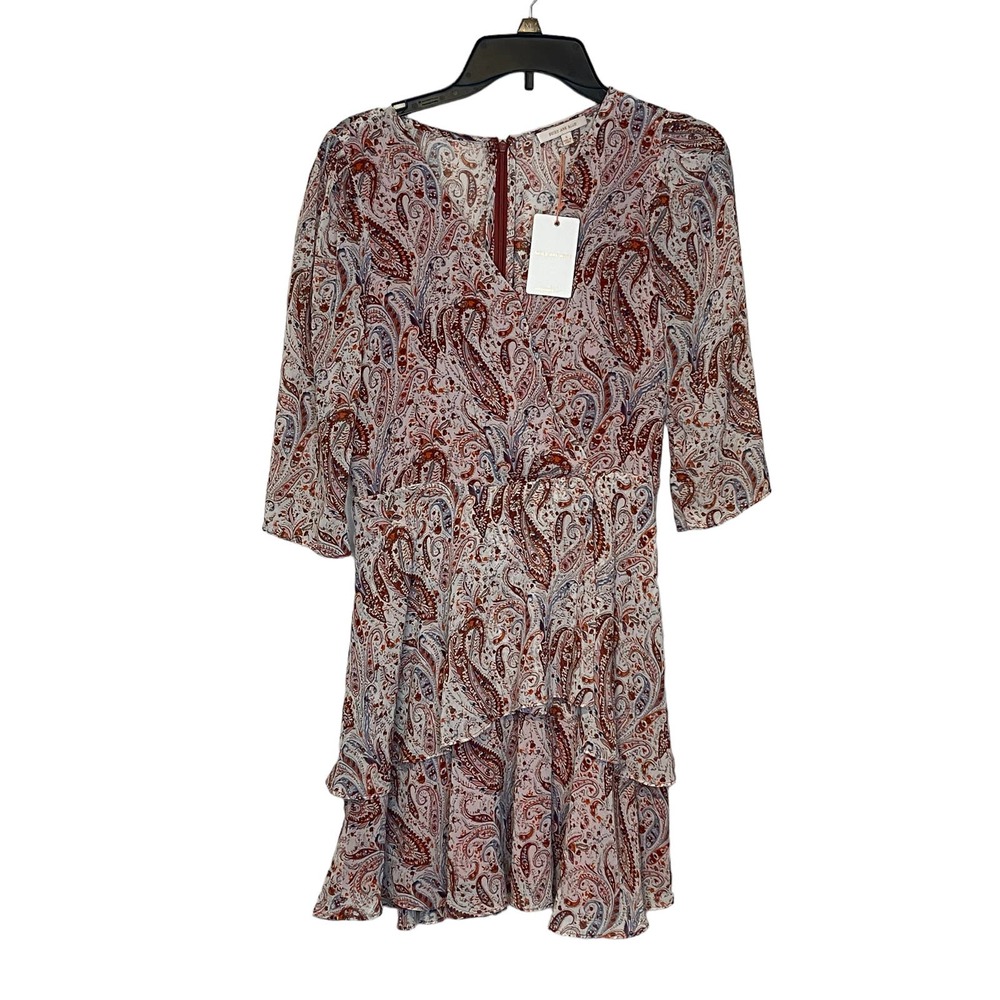 Skies Are Blue‎ Women's Madison Paisley Dress Tiered Skirt 3/4 Sleeve Small NWT